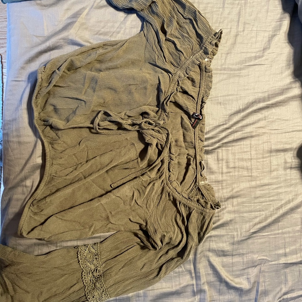 Sage off the shoulder top